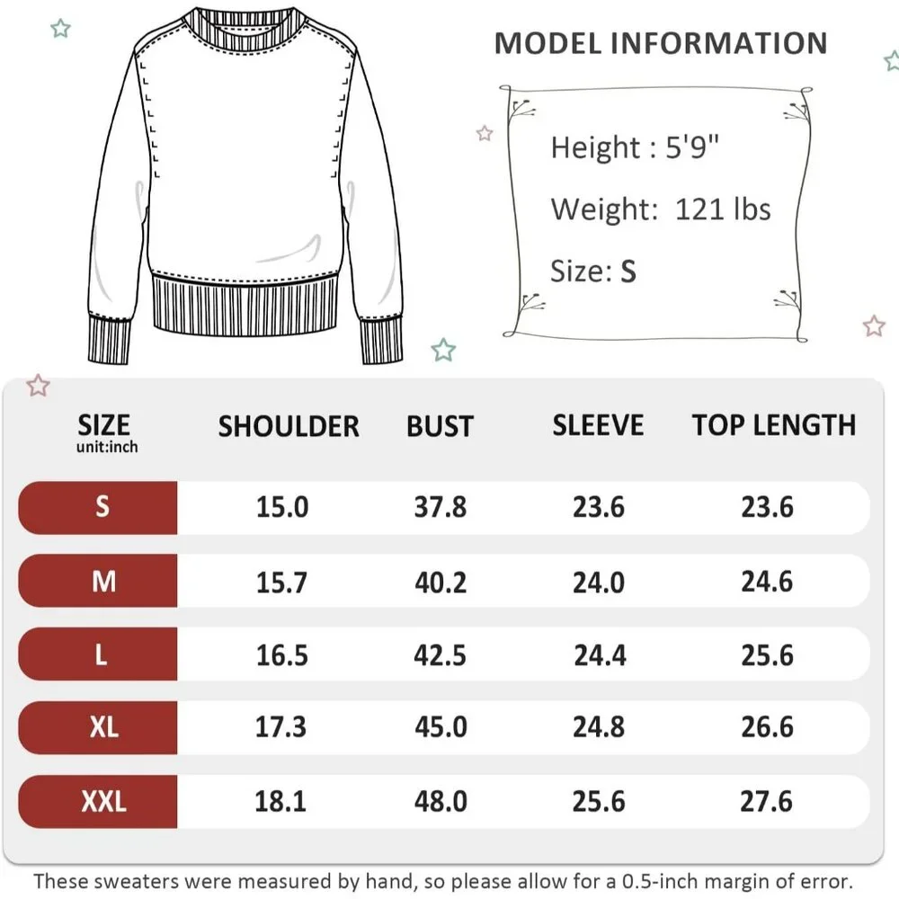 Women Red Cute Fuzzy Funny Wintertime Holiday Parties Knitted Pullover Sweater